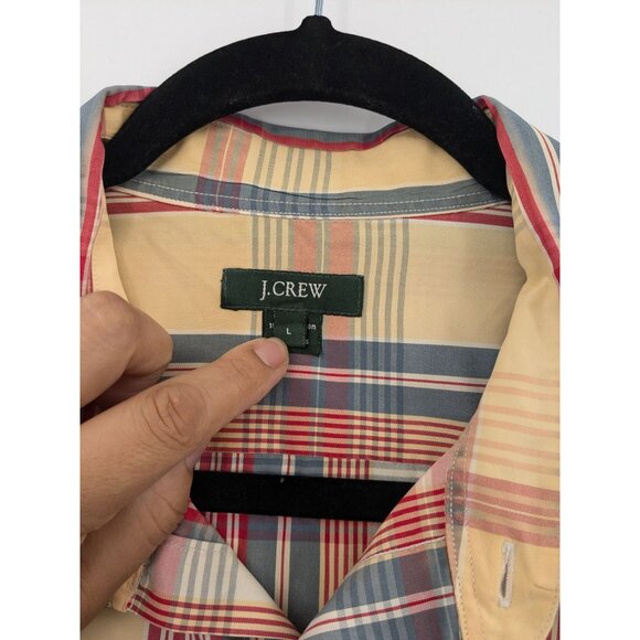 J.Crew Button-Down Shirt Men Size Large Plaid Short Sleeve Preppy Casual Cowboy - Picture 8 of 11